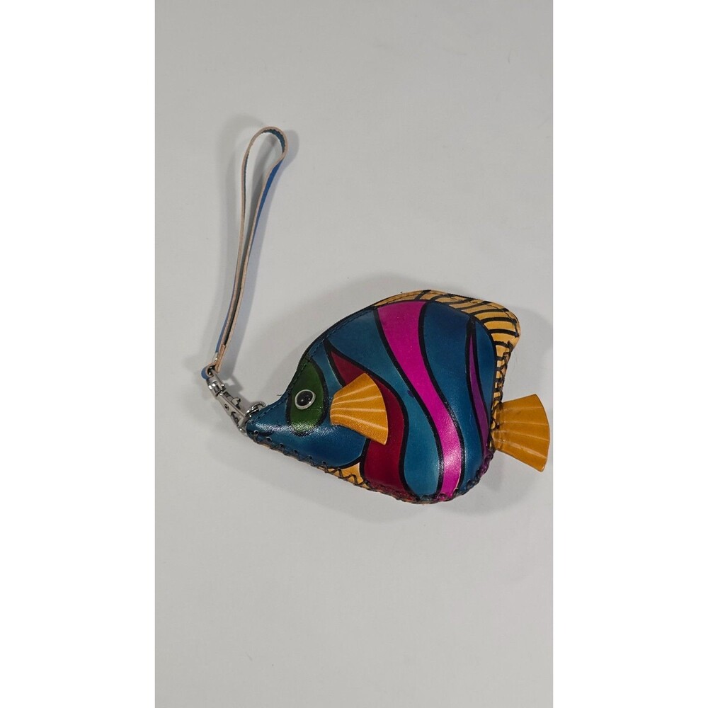 Fish Genuine Leather Handmade Crafted Animal Coin Purse Wristlet Wallet
